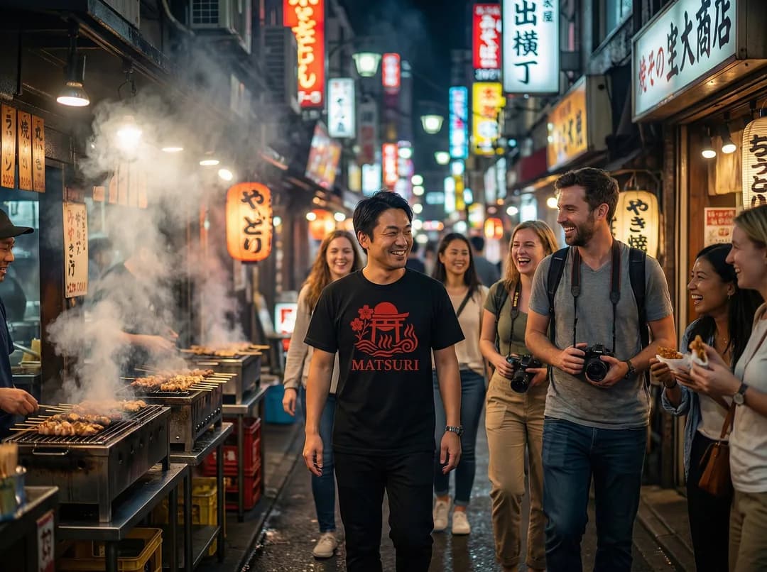 【International Exchange】Explore Nishi-Shinjuku with People from Around the World|From Skyscraper Night Views to Bar-Hopping in Showa-Retro "Omoide Yokocho" (4 Drinks Included)