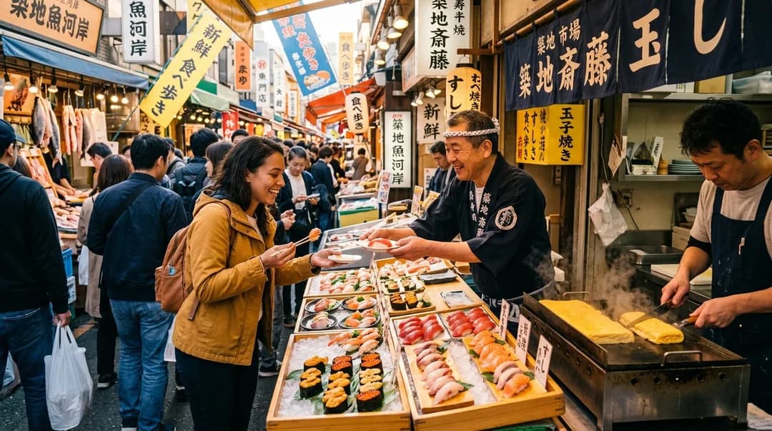 【Tsukiji】8:00 AM Departure · Tsukiji Outer Market Food-Walking Tour|Sample 10+ Dishes